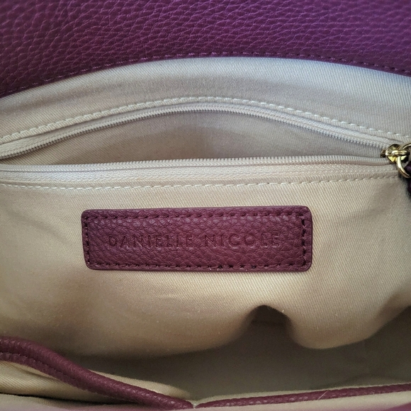 Danielle Nicole Regina Leather Crossbody Tote Handles Removable Strap Purple - Picture 5 of 12